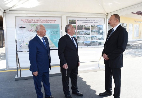 Ильхам Алиев открыл новую автодорогу в Хачмазе - ФОТО